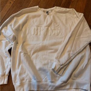 Gildan White Crewneck Sweater with Embossed Design